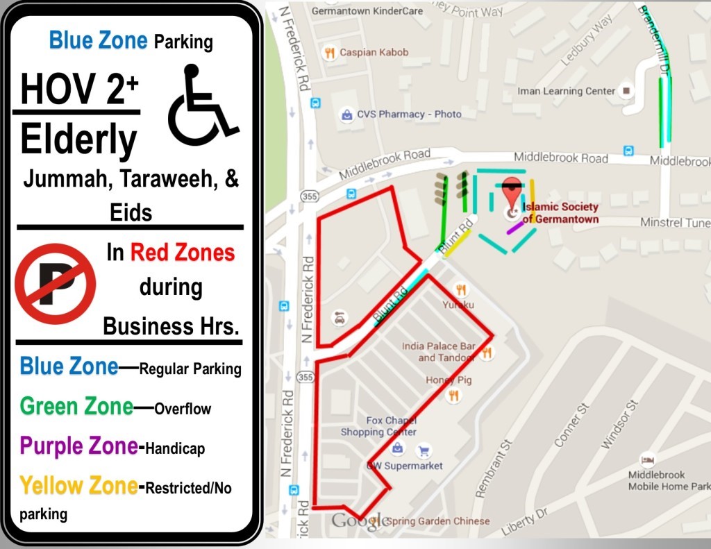 Parking map for Islamic Society of Germantown