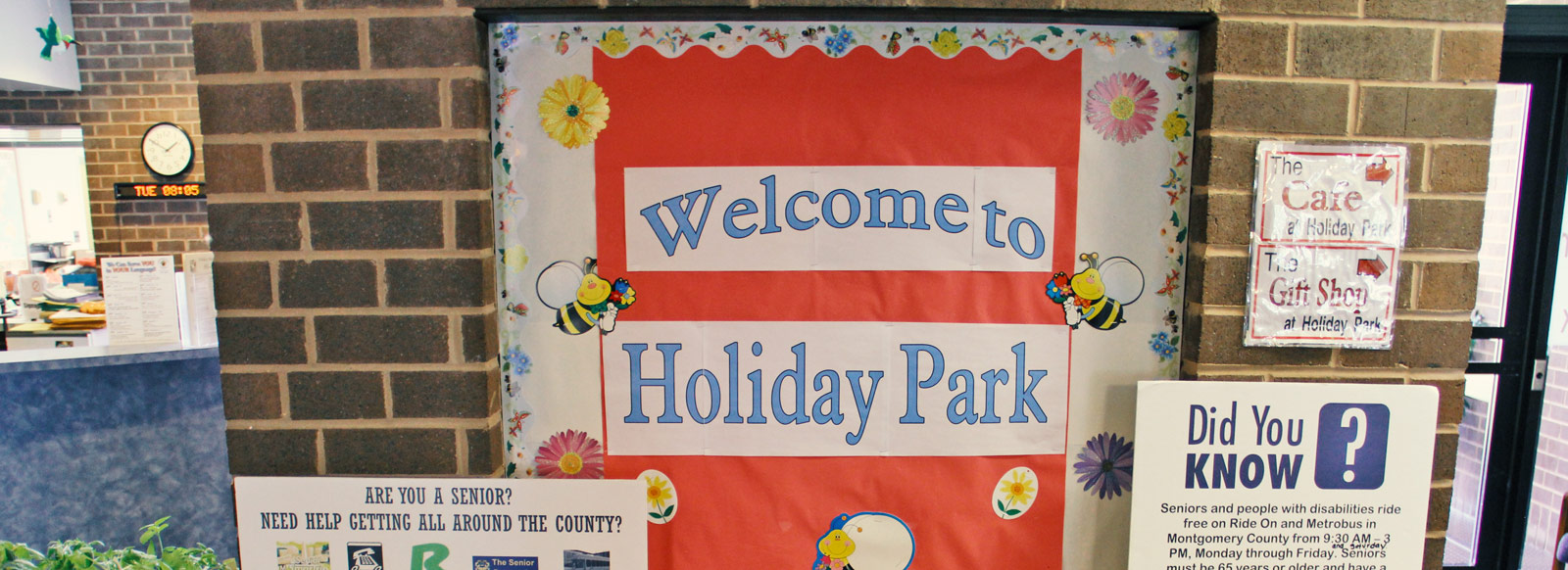 bulletin board at Holiday Park Senior Center