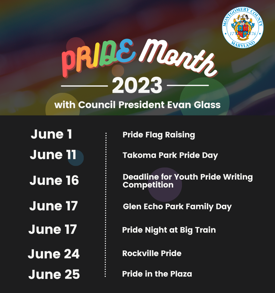 Volante de los eventos del orgullo LGBTQ+ del 2023.
