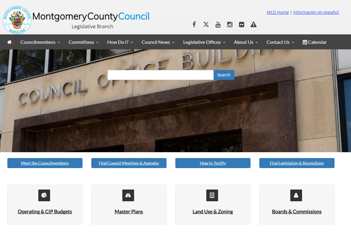 Página de internet del Concejo del Condado de Montgomery.