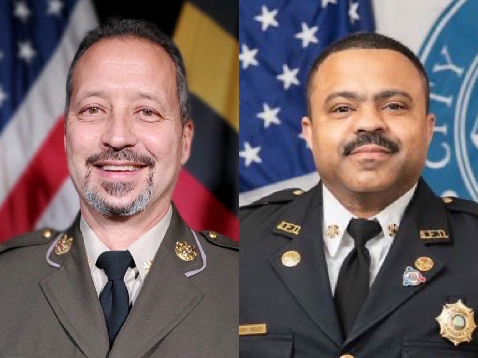 Izquierda: Candidato a Jefe de MCPD, Marc Yamada; Derecha: Candidato a Jefe de bomberos Corey Smedley.