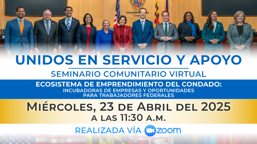 Información para el seminario comunitario virtual unidos en servicio y apoyo para el 23 de abril a las 11:30 a.m.