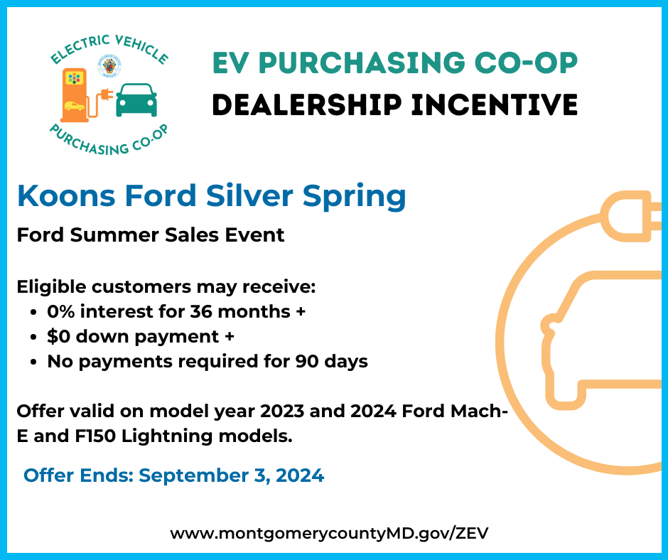 EV Purchasing Co-op Dealership Incentive. Koons Silver Spring Ford.