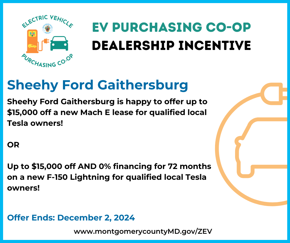 EV Purchasing Co-op Dealership Incentive. Sheehy Ford of Gaithersburg