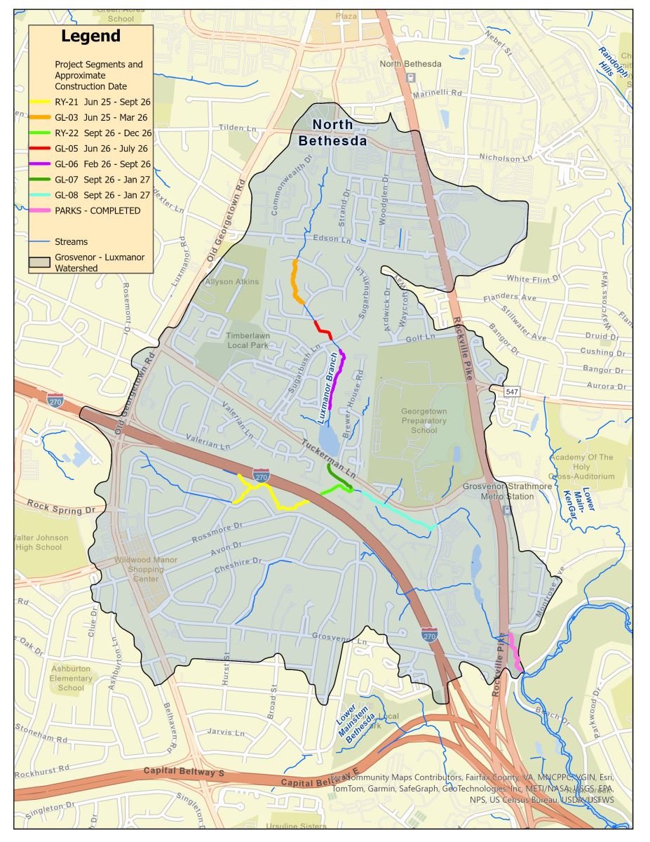 grosvenor-luxmanor stream restoration project map