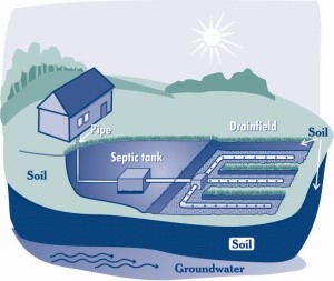 Septic System with Septic Tank and Drainfields