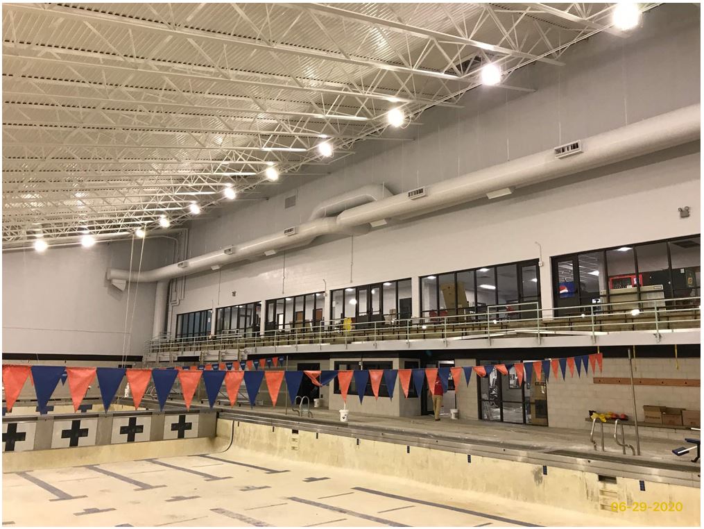 Upgraded lighting at main indoor pool