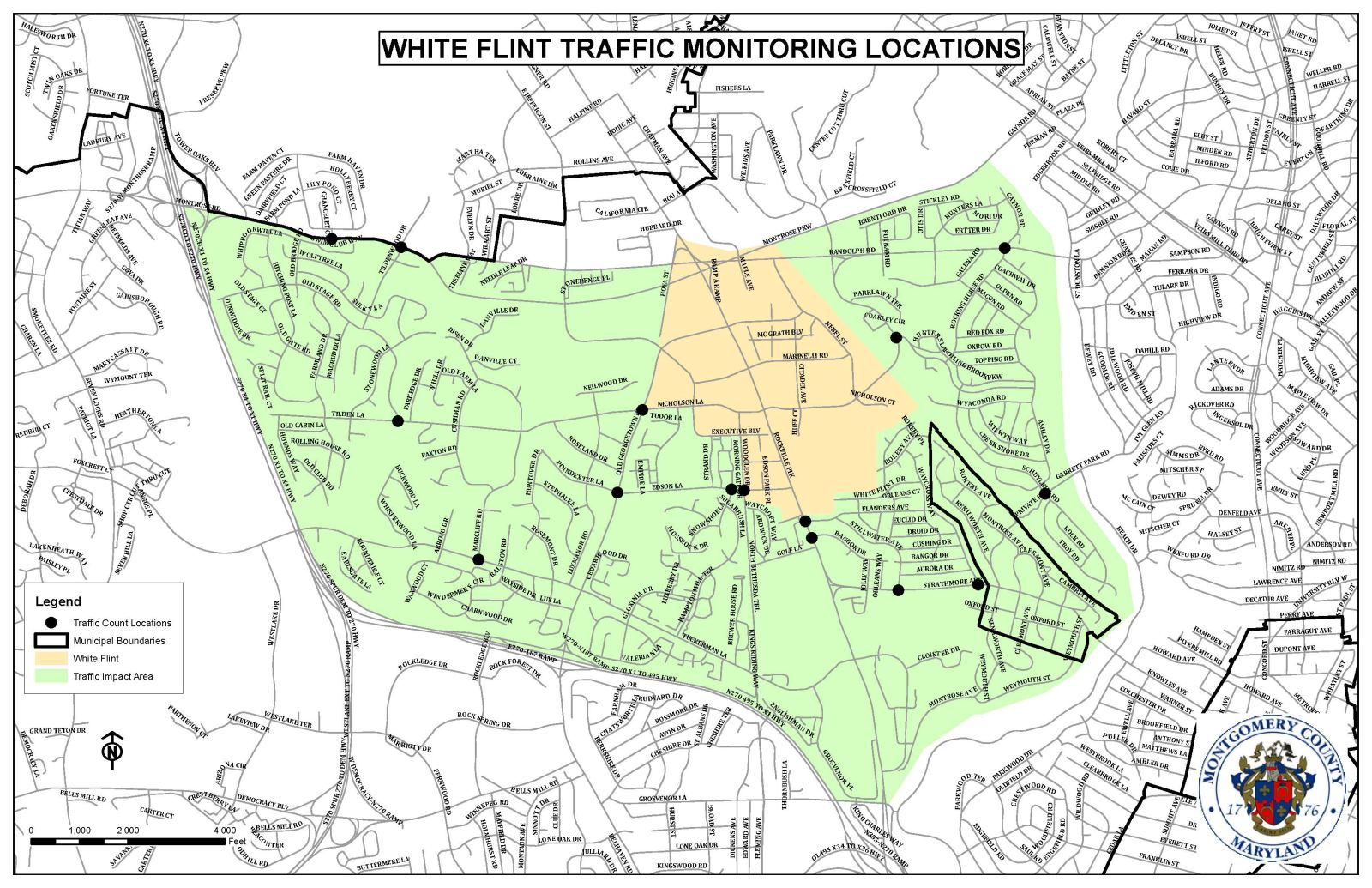 White Flint Traffic Monitoring Locations Map