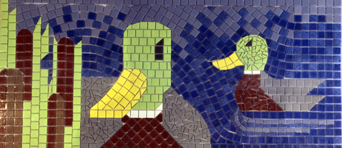 Mosaic of mallard ducks.