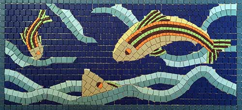 Mosaic of jumping fish.