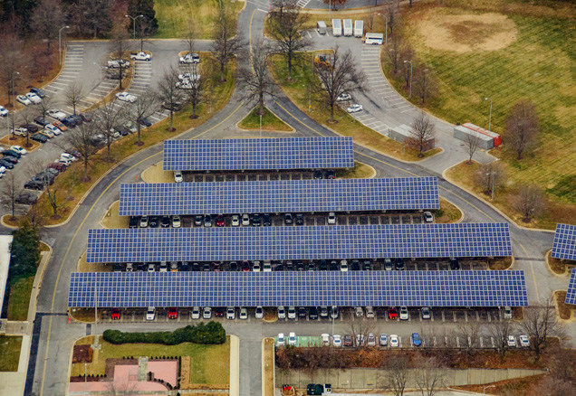 Micogrid of solar panels at Montgomery Pulic Safety Building
