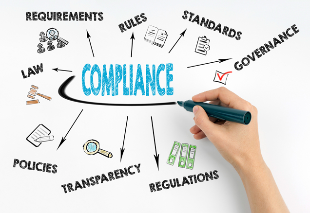 White paper with words relating to compliance