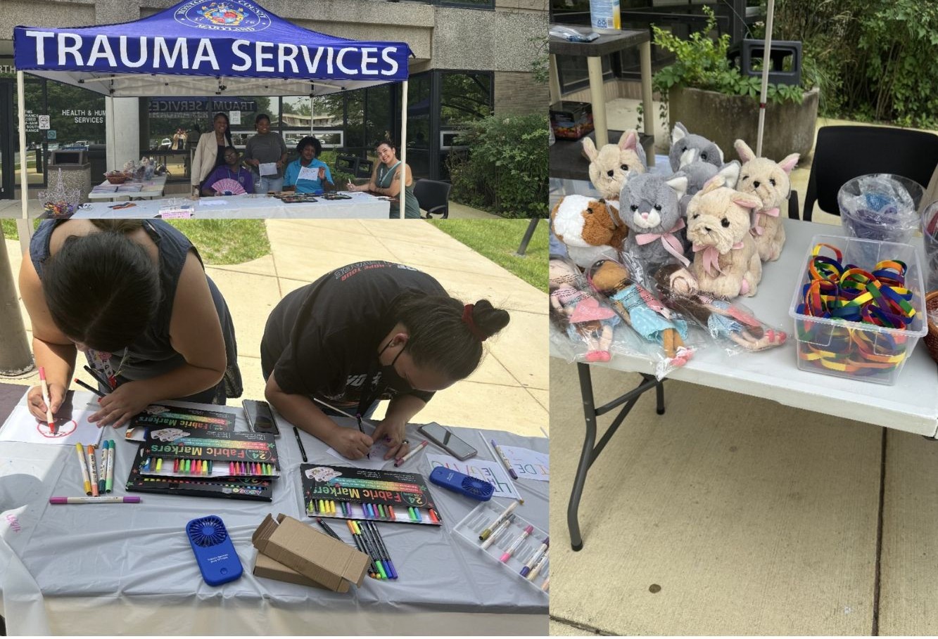 A collage of photos from Trauma Services participation in Pride
