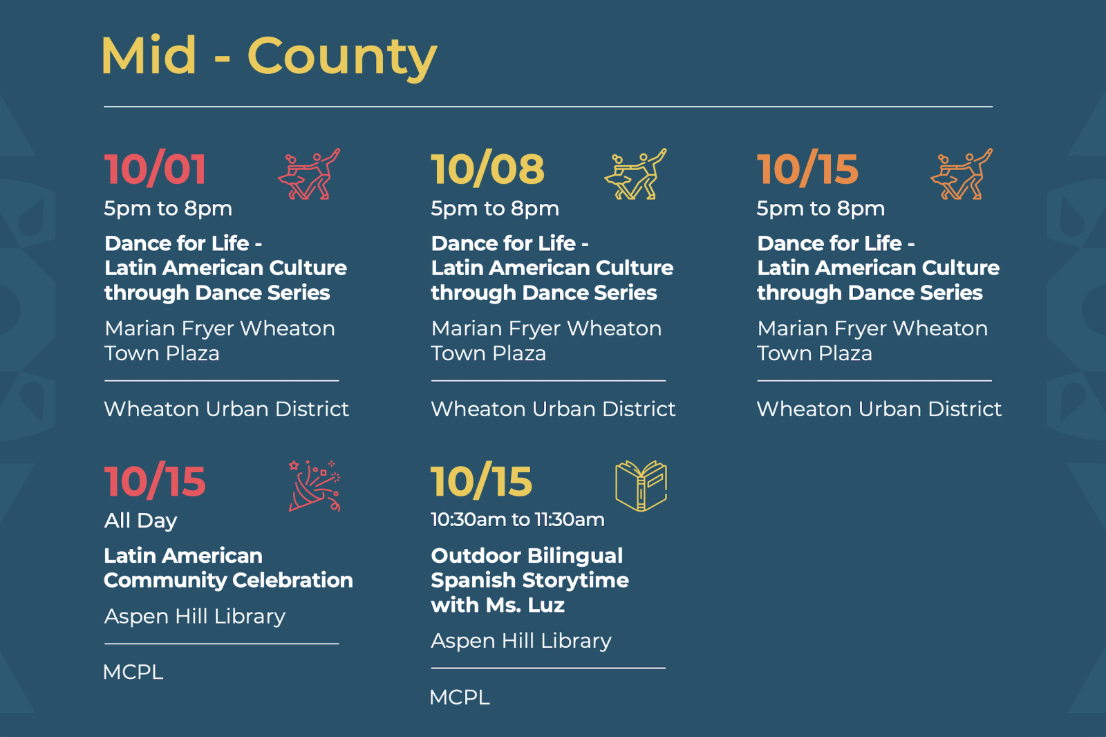 Oct HHM Calendar of events