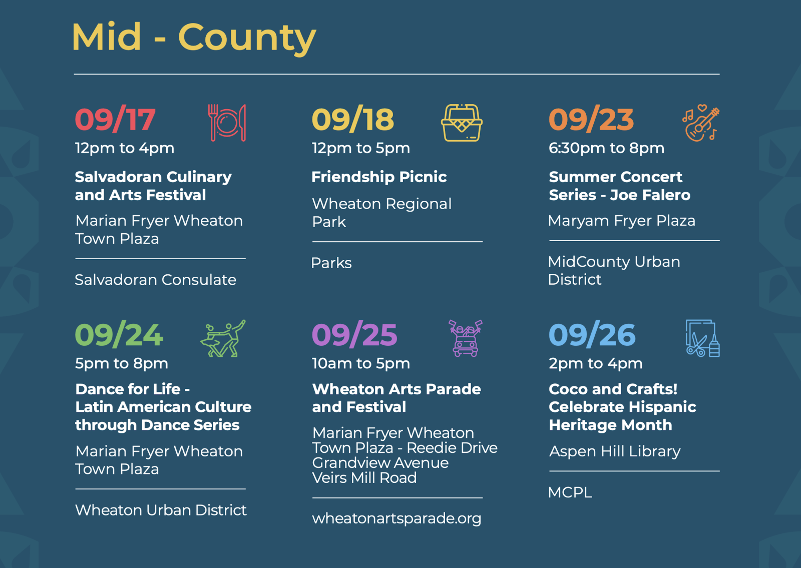 Sept HHM Calendar of events