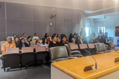 Students and parents at the Closing Ceremony