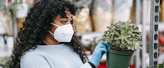 woman holding plant