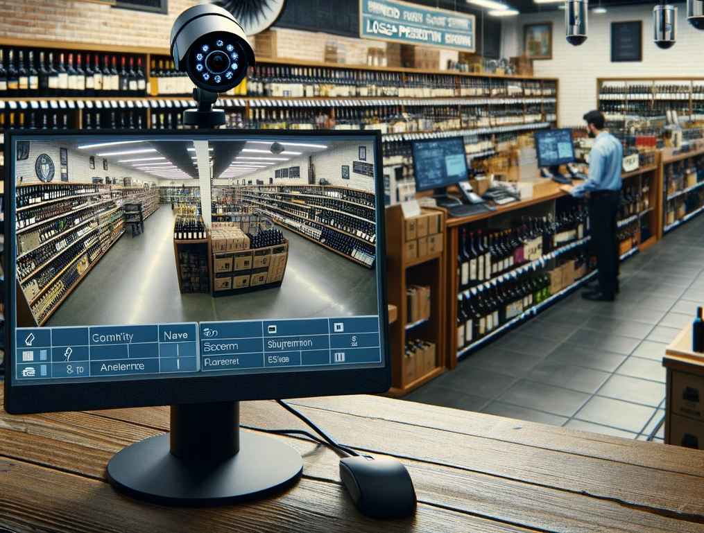 Liquor store with video surveillance equipment. 