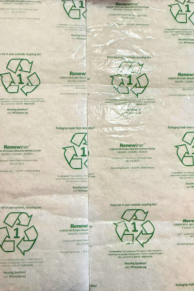 Renewliner with #1 recycling symbol. Place me in your curbside recycling bin!