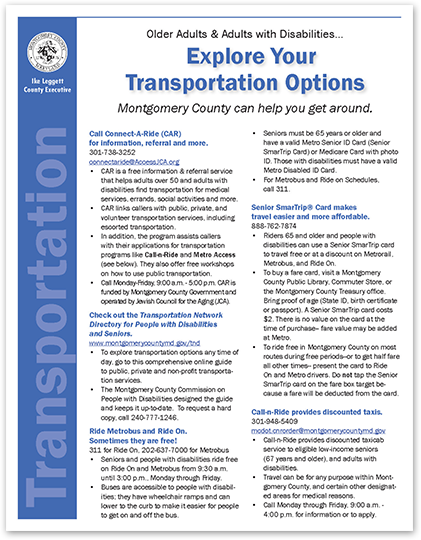 Explore Your Transportation Options brochure cover