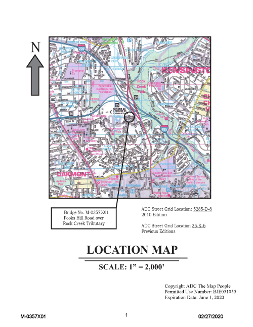 Pooks Hill Road over Rock Creek Tributary Map