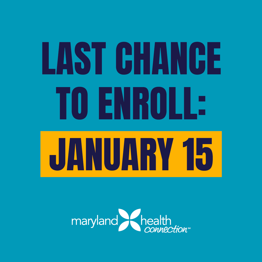 MD Health Connection logo - Last Chance to Enroll: January 15