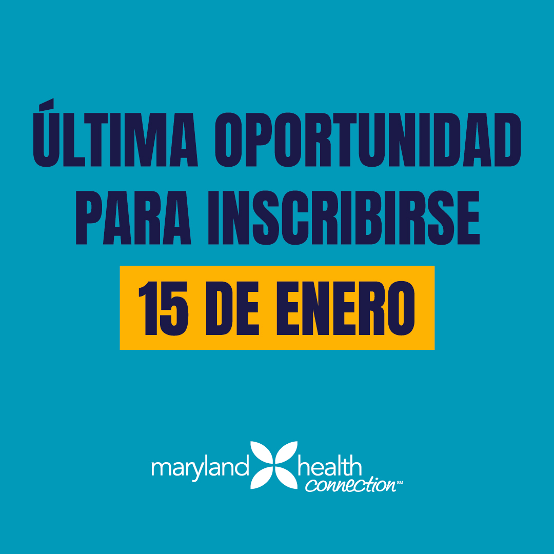 MD Health Connection logo - Ultima oportunidad para inscribirse is 15 de Enero