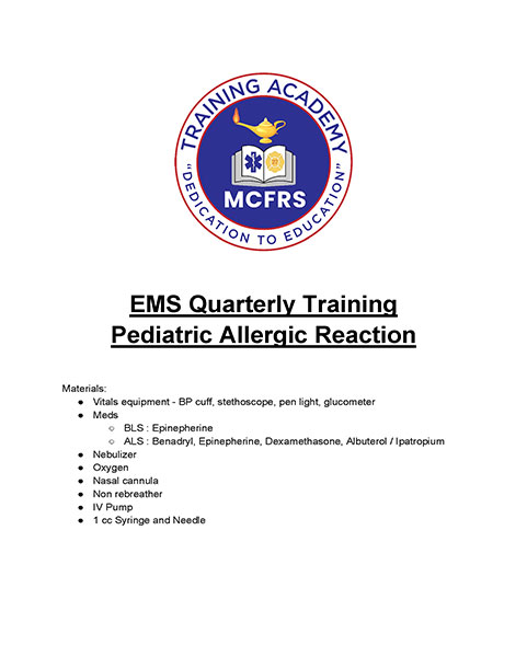 Thumbnail of Pediatric Allergic Reaction document