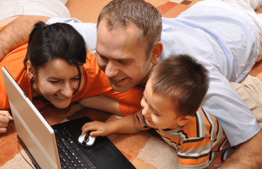family using computer