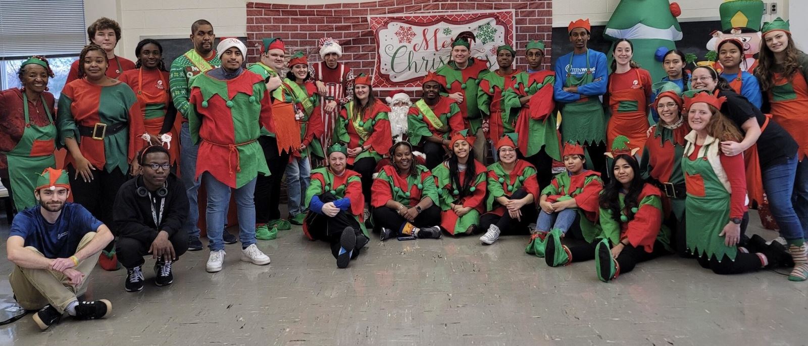 TR participants dressed as Santa's helpers