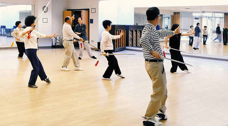 adults in sword movement class