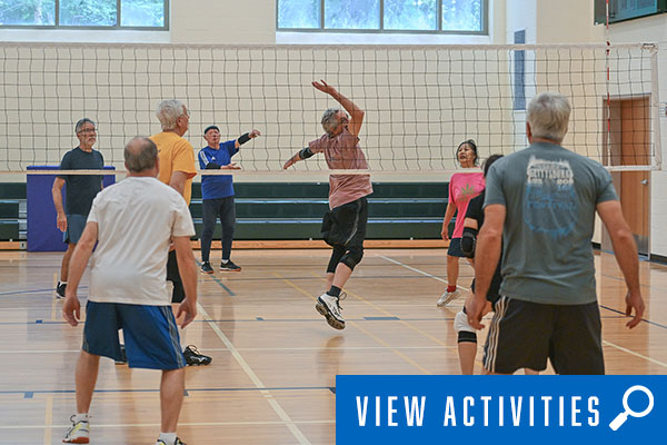 Seniors playing open gym volleyball. View open gym information.