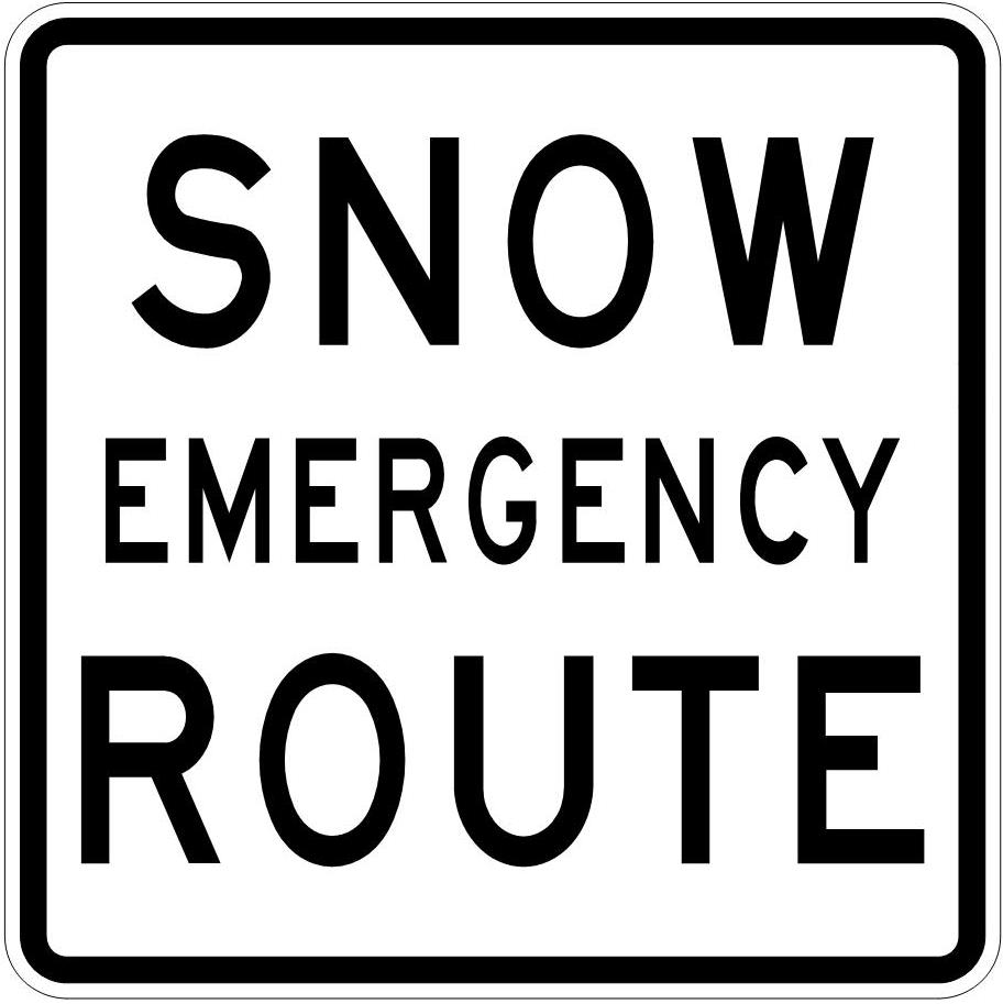 Snow emergency route sign.